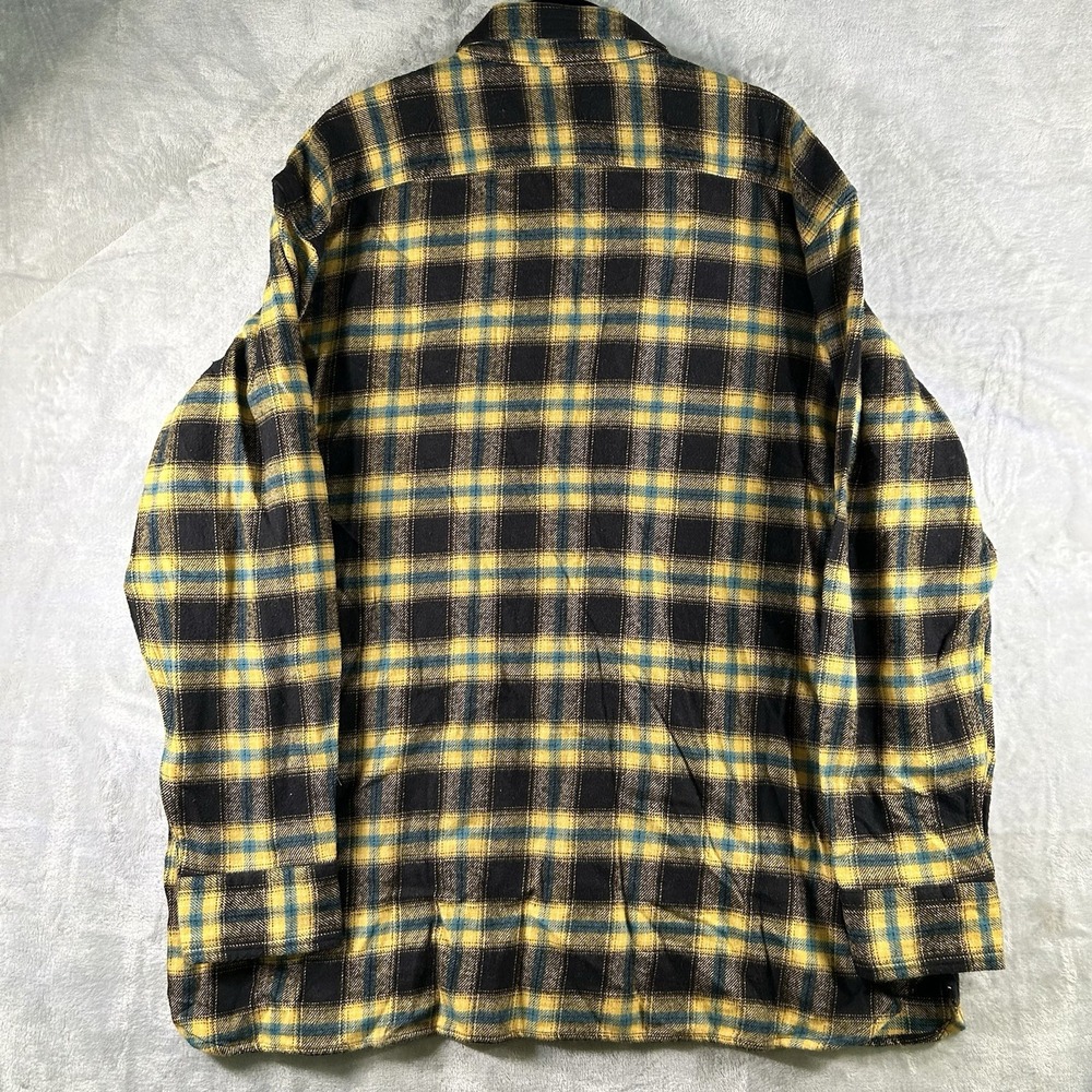 Levi's Mens X-Large Flannel Shirt The Worker Relaxed Fit Plaid Yellow Blue Black - Picture 6 of 7